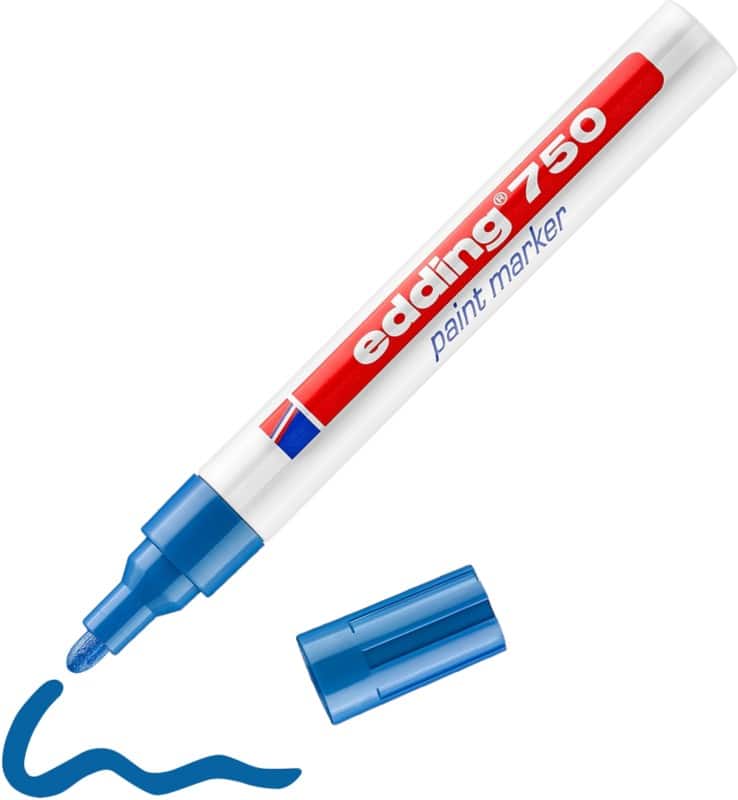 edding 750 Permanent Lackmarker Blau Mittel Rundspitze 2 - 4 mm  Wasserbeständig