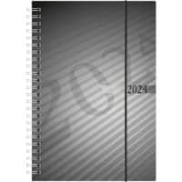 BRUNNEN Buchkalender Futura 2 2024 A5 1 Woche/2 Seiten Offsettpapier Grau