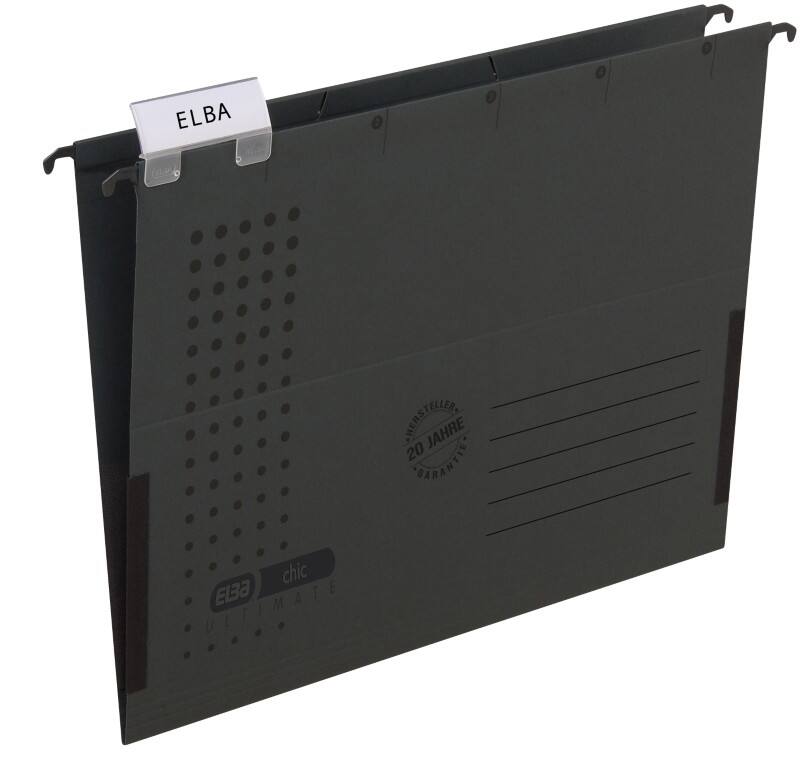 ELBA chic ULTIMATE Hängemappen A4 V-Boden Anthrazit Blauer Engel UZ56 (Recyclingkarton Schreibwaren) 5 Stück