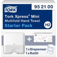 Tork Falthandtuchspender und Handtücher H2 Xpress Starterpack Kunststoff Abschließbar Wandmontage Weiß 29,5 x 10,1 x 30,2 cm