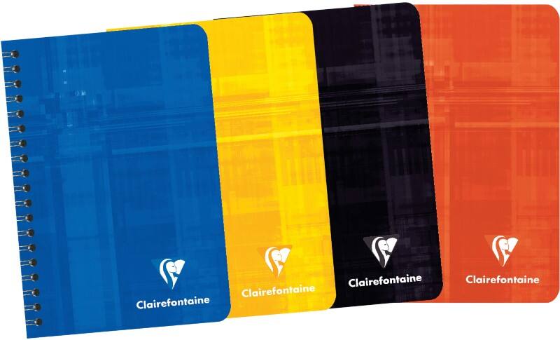 Clairefontaine Notizbuch A7+ Kariert Spiralbindung Pappe Färbig sortiert Nicht gelocht 100 Seiten 50 Blatt