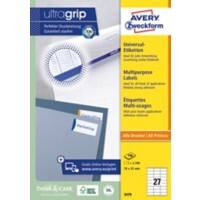 AVERY Zweckform UltraGrip Laser Universaletiketten 3479 Ja DIN A4 Weiß 70 x 32 mm 100 Blatt à 27 Etiketten