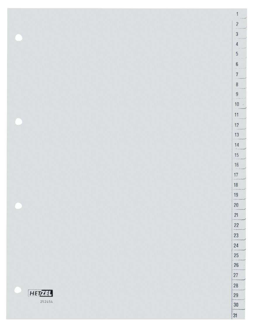 Hetzel Register 25245481 DIN A4 Grau 31-teilig 4-fach Kunststoff 1 bis 31