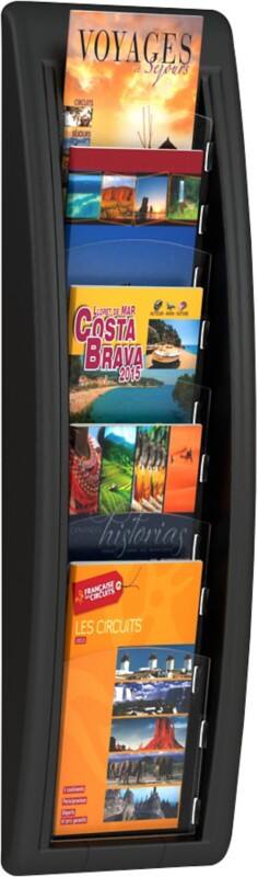 Paperflow Quick Fit DL Prospektständer Wandmontiert Schwarz 4062.01 18 x 9,5 x 65 cm