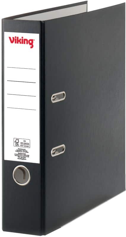 Viking Ordner A4 75 mm Schwarz 2 Ringe Pappkarton, PP (Polypropylen) Matt Hochformat