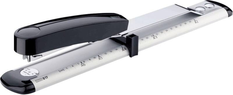 Novus NOVUS OFFICE Langarm-Heftgerät B 17 Vollstreifen 40 Blatt Hellgrau, Schwarz 24/6, 24/8, 26/6, 26/8 Kunststoff, Metall