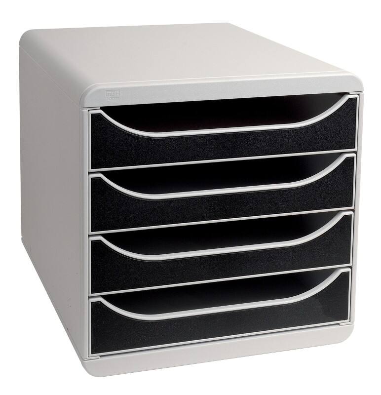Exacompta Schubladenbox PS (Polystyrol) Grau, Schwarz 4 Schübe 27,8 x 34,7 x 26,7 cm A4+