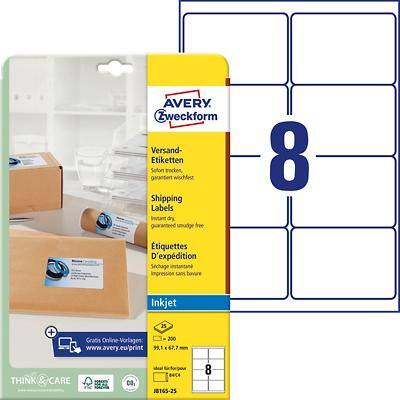 Avery J8165-25 Universaletiketten Spezial Weiß 99,1 x 67,7 mm 8 Blatt à 25 Etiketten