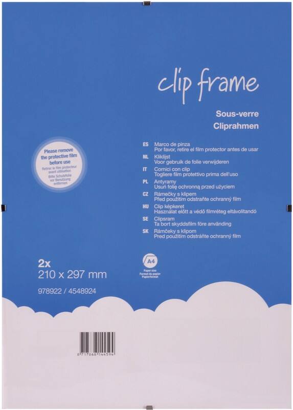 Viking Clip Frame A4 Clip-Bilderrahmen Transparent Plexiglas 4548924 29,7 (B) x 21 (H) cm 978922 2 Stück