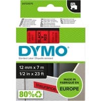 Dymo D1 S0720570 / 45017 Authentic Schriftband Selbstklebend Schwarzer Druck auf Red 12 mm x 7m