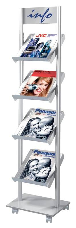 Kerkmann Rico A4 Prospektständer Silber 6330 425 (B) x 300 (T) x 1.650 (H) mm