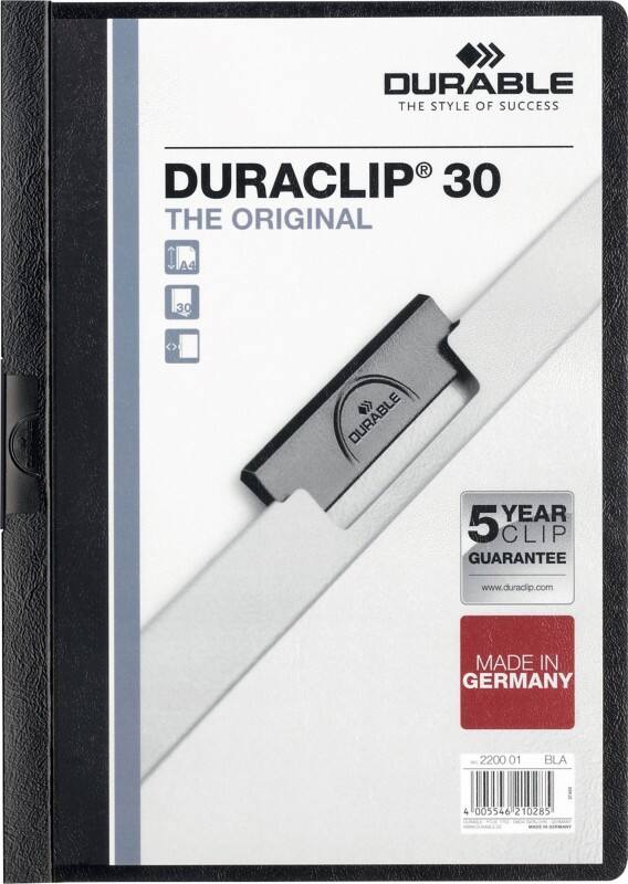 DURABLE Klemmmappe Duraclip 30 Blatt A4 Schwarz