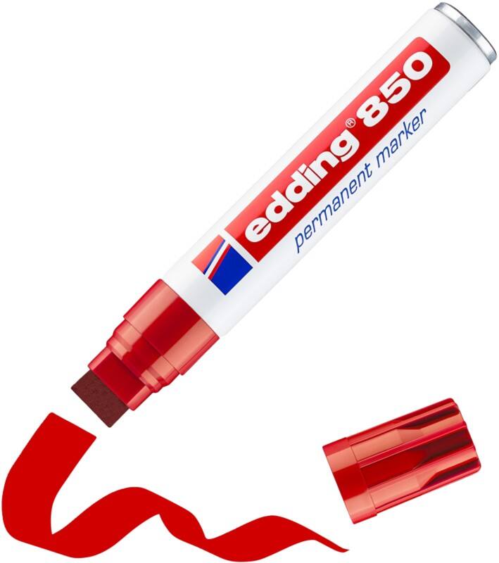 edding 850 850 Permanentmarker 100% Recycelt Extra Breit Keilspitze 5 - 15 mm Rot Nachfüllbar Wasserbeständig
