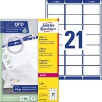 AVERY Zweckform Ultragrip Adressetiketten L7160-250 Ja DIN A4 Weiß 63,5 x 38,1 mm 250 Blatt à 21 Etiketten