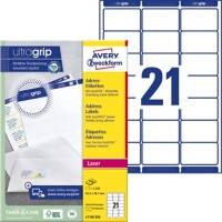 AVERY Zweckform Abziehhilfe QuickPEEL,ultragrip Adressetiketten L7160-250 Selbsthaftend A4 Weiß 63,5 x 38,1 mm 250 Blatt à 21 Etiketten