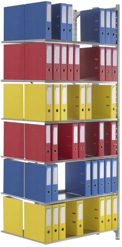 Manuflex Regalsystem 12 Fachböden Stahl 930 x 615 x 2.250 mm Silber