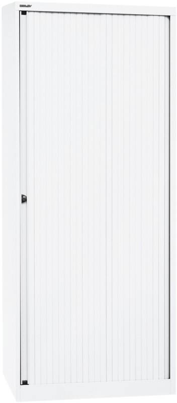 Bisley Rollladenschrank Stahl 4 Fachböden abschließbar 800 x 430 x 1.980 mm Verkehrsweiß