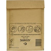 Mail Lite Luftpolster-Versandtaschen C/0 150 (B) x 210 (H) mm Abziehstreifen Goldgelb 100 Stück