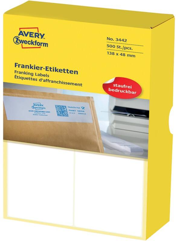 AVERY Zweckform Frankieretiketten 3442 Weiß 138 x 48 mm 250 Blatt à 2 Etiketten