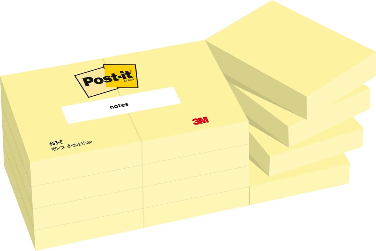 Post-it Haftnotizen 38 x 51 mm Kanariengelb 12 Blöcke à 100 Blatt
