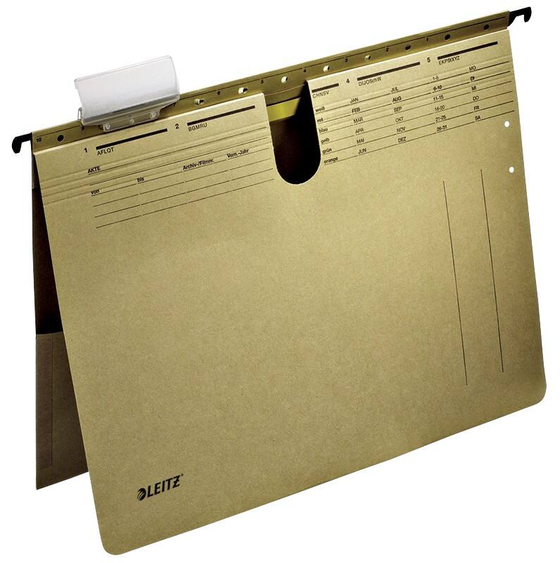 Leitz ALPHA Hängehefter 1912 A4 Kaufmännische Heftung Mit Innentasche V-Base 15 mm 250 g/m² Naturbraun 100% Recycelter Natron-Karton