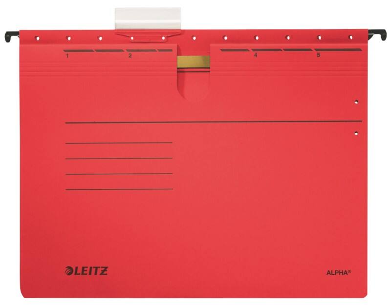 Leitz ALPHA Hängehefter 1984 A4 Kaufmännische Heftung V-Base 15 mm 275 g/m² Rot 100% Recycelter Pendarec-Karton 5 Stück
