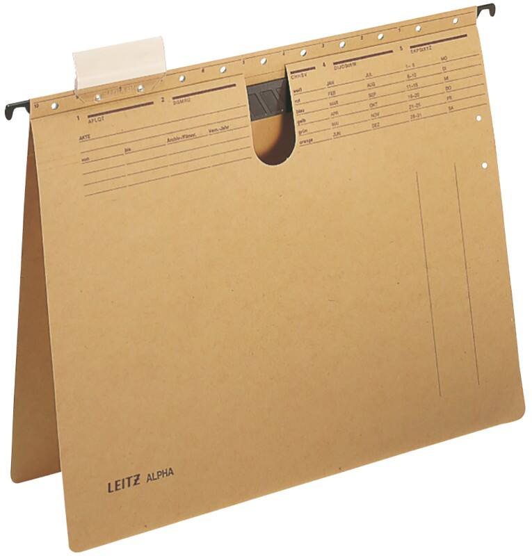 Leitz ALPHA Hängehefter 1989 A4 Flexofil-Schlauchheftung V-Base 15 mm 250 g/m² Naturbraun 100% Recycelter Natron-Karton