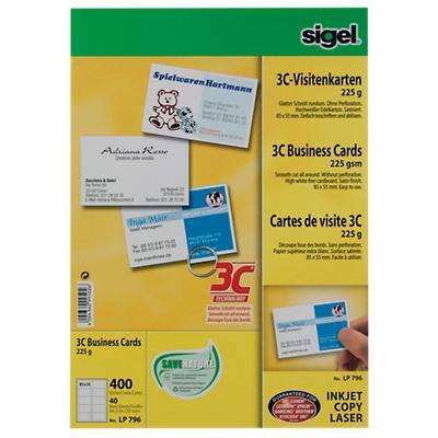 Sigel PC-Visitenkarten 3C DIN C5/6 225 g/m² Pastell Vanille 10 Blatt à 10 Stück