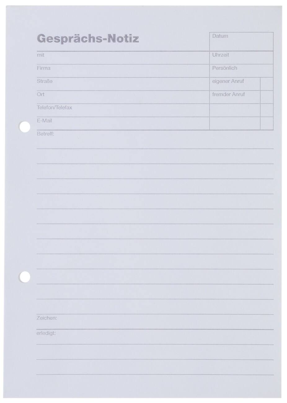 herlitz Gesprächsnotizblock Weiß DIN A5 70 g/m² Liniert 50 Blatt