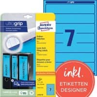 AVERY Zweckform ultragrip Ordneretiketten L4763-20 Selbsthaftend A4 Blau 3,8 x 19,2 cm 20 Blatt à 7 Etiketten