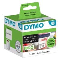 Dymo LW S0722440 / 99015 Authentic Mehrzweck-/Diskettenetiketten Selbstklebend Weiß 54 x 70 mm