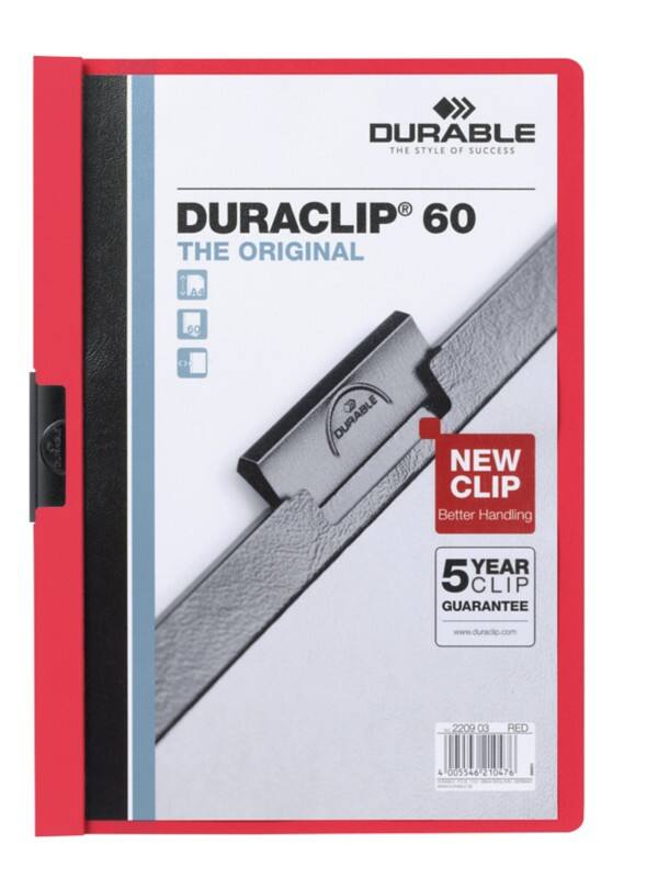 DURABLE Duraclip Klemmmappe 60 Blatt A4 Rot