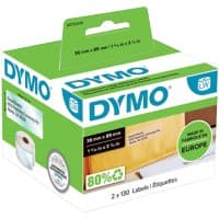 Dymo LW S0722410 / 99013 Authentic Große Adressetiketten Selbstklebend Schwarz auf Transparent 36 x 89 mm