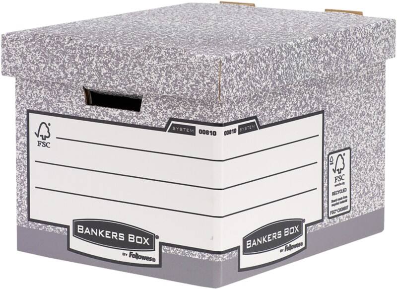 Bankers Box System FastFold Pappkarton Archivbox Grau 10 Stück