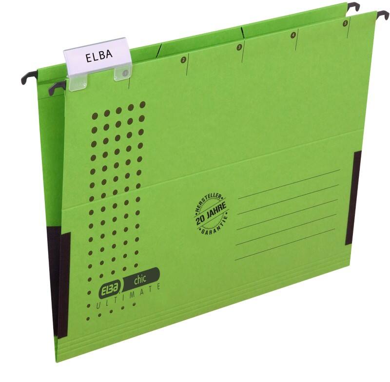 ELBA chic ULTIMATE Hängemappen A4 V-Boden Grün Blauer Engel UZ56 (Recyclingkarton Schreibwaren) 5 Stück