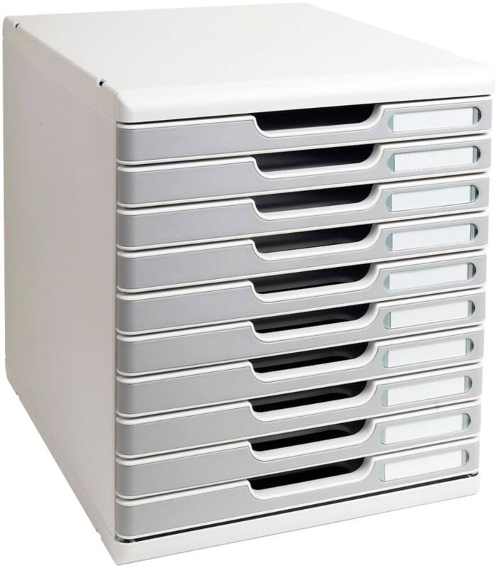 Exacompta Ablagesysteme PS (Polystyrol) Hellgrau 10 Schübe 28,8 x 35 x 32 cm A4+