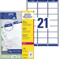 AVERY Zweckform Abziehhilfe QuickPEEL,ultragrip Adressetiketten L7160-100 Selbsthaftend A4 Weiß 63,5 x 38,1 mm 100 Blatt à 21 Etiketten