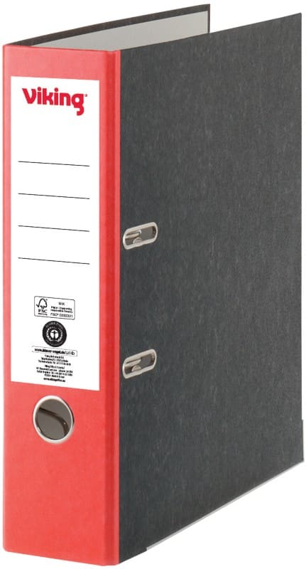 Viking Ordner A4 80 mm Rot, Schwarz 2 Ringe Pappkarton Wolkenmarmor Hochformat Recycled