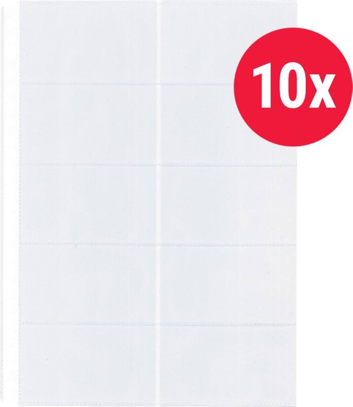 KANGARO Visitenkartenhalter A4 Genarbt Transparent 120 Mikron PP (Polypropylen) 23 Löcher 10 Stück