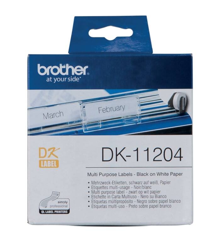 Brother QL Etiketten Authentisch DK-11204 DK-11204 Selbsthaftend Schwarz auf Weiß 17 x 54 mm 400 Etiketten