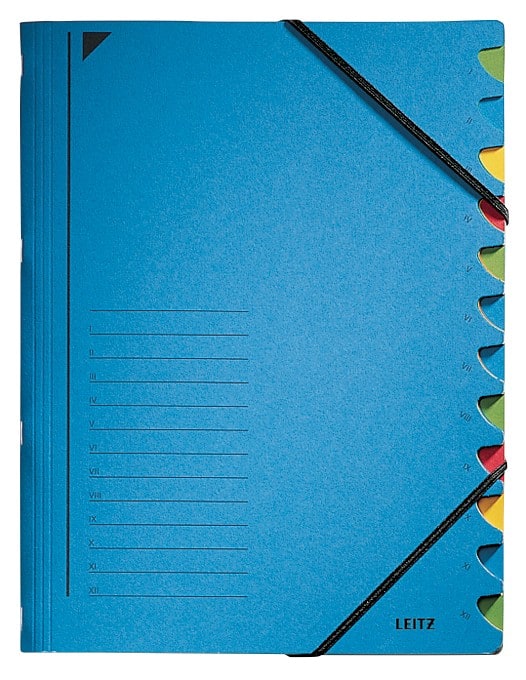 Leitz Ordnungsmappe 39120035 DIN A4 Blau Karton 12 Fächern 24,7 x 32 cm