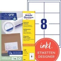 AVERY Zweckform UltraGrip Universaletiketten 3660 Ja DIN A4 Weiß 97 x 67,7 mm 100 Blatt à 8 Etiketten