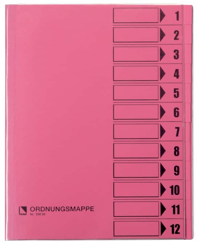 Bene Ordnungsmappe A4 Rosa Hartpappe (RC) 12-teilig 24,4 x 31,2 cm