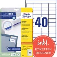 AVERY Zweckform UltraGrip Universaletiketten 4780 Ja DIN A4 Weiß 48,5 x 25,4 mm 30 Blatt à 40 Etiketten