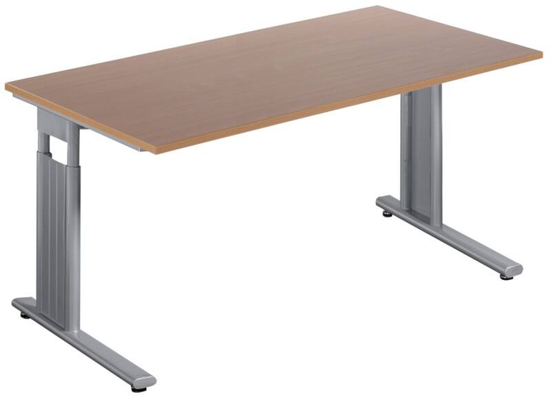 Geramöbel Speed Office Höhenverstellbar Schreibtisch Rechteckig Buche C-Fuß 1.600 (B) x 800 (T) x 820 (H) mm MFC (Melaminbeschichtete Spanplatte), Stahl