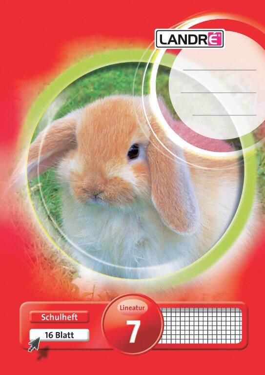 LANDRÉ Schulheft Rot Kariert A5 14,8 x 21 cm 16 Blatt