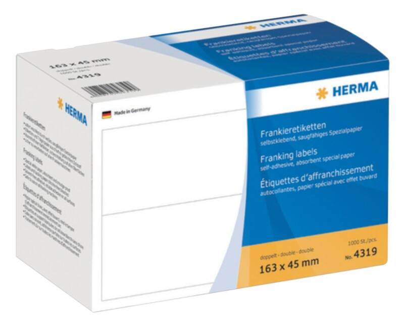 HERMA Frankieretiketten 4319 Weiß 163 x 45 mm 500 Blatt à 2 Etiketten