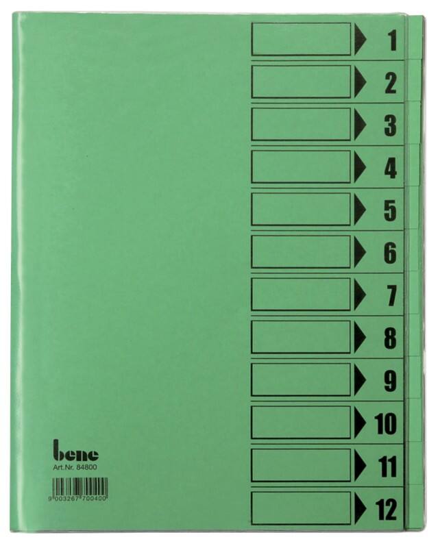 Bene Ordnungsmappe A4 Grün Hartpappe (RC) 12-teilig 24,4 x 31,2 cm