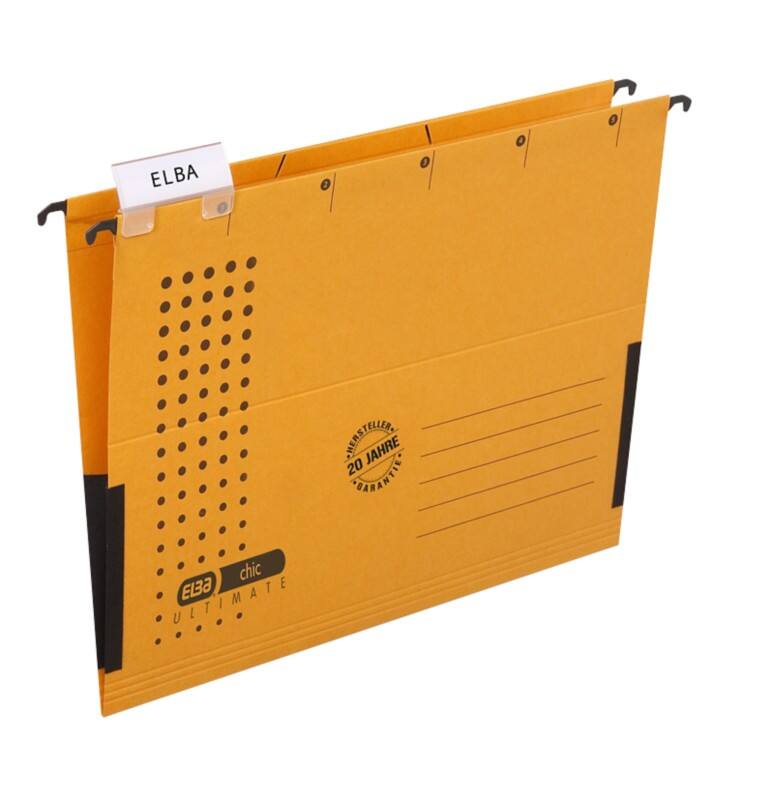 ELBA chic ULTIMATE Hängemappen A4 V-Boden Gelb Blauer Engel UZ56 (Recyclingkarton Schreibwaren) 5 Stück