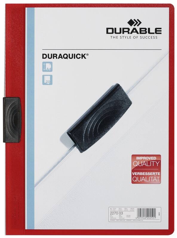DURABLE Duraclip Klemmmappe 60 Blatt A4 Rot